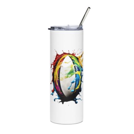 Colourful Rugby Ball Stainless Steel Tumbler 2