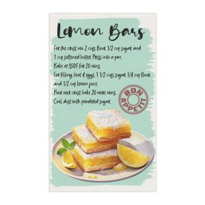 Lemon Bars Recipe Tea Towels (cotton, poly)